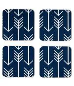 Whats Your Kick Pattern Design White Arrow And Blue Background Design Printed Set of 4 Coaster With Metal Stand