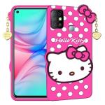 JOBINKA (Hello Kitty Infinix Hot 10 Pink) Hello Kitty Rupper Back Case Cover |3D Cute| Soft Silicone Back Cover with Pendant Compatible for Infinix Hot 10 (Pink)