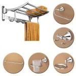 Plantex Silver Stainless Steel Bathroom Accessories Set 64 x 34 x 11 cm pack of 5