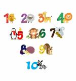 WOLPEP Multicolor Vinyl Happy Numbers with Animals Wall Sticker