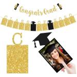 Festiko 2020 Graduation Decorations, Class Of 2020 Photo Banner With Congrats Grad Gold Glitter Banner, High School College Graduation Party Supplies Banner