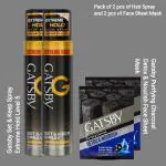 Gatsby Set and Keep Spray Extreme Hold Hair Spray Level 5, 250ml and Gatsby Detox Face Sheet Mask for Men and Women Pack of 4 - (2 Hair Sprays , 2 Sheet Masks)
