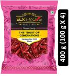 BLK Foods Select 400g Stemless Red Chilli Whole (Hot / Teekhi / Tadka Mirch) (4 X 100g)