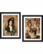 DECOR ADVENTURES Portrait of Madame Canals and The Accordionist by Pablo Picasso Wall Painting 18 x 24 inch (Set of 2)