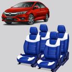 AUTO-SAFE Blue, White PU Leather Car Seat Cover for Honda City