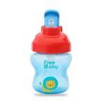 BeeBaby Flippy Soft Silicone Straw Sippy / Sipper Cup 150 ML / 5 Oz. 6M+ | Leak Proof, Bpa Free, Easy Grip. (Blue)