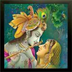 saf Radha Krishna UV Ink 12 inch x 12 inch Painting (With Frame)