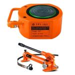 VOLTZ Tools FPY-100700 Hydraulic Cylinder Jack 100T Ultra-Thin Hydraulic Lifting Cylinder Ram Stroke 22mm for Bridges/Building/Machinery Industries with Hand Pump