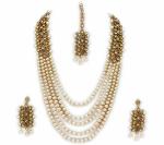 Gyaan Jewels Handmade Gold Plated Alloy Necklace, Earring and Maang Tikka Set Gold (Women, Girls) (Pack of 1) Free Size