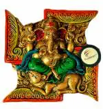 FLAIMYST Brass Metal Multicolor Swastik Ganesha Wall Hanging (Big Size)