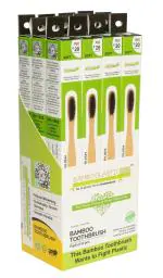 Bamboolastic Natural Bamboo Eco-Friendly Organic Biodegradable Toothbrush With With Charcoal Activated And Soft Bristles (Set Of 12)