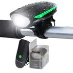 Manogyam Bicycle LED Headlight and Horn 2 in 1 Rechargeable Waterproof Device 140DB Sound LED Front Light (Black, Green)