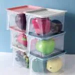 ULTRAZON Kitchen Storage Jars With Handle (Unbreakable) Space Saver Plastic (Air Tight) Bins with Lids Organizer Container ( 1100 ml ) , Pack Of 6