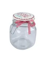 Market 99 Set Of 2 Glass Storage Jar Metal Storage Box Container BPA Free Condiment Shape Box Air Tight Kitchen Organizer Red 1000 Ml