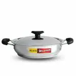 Black Magnum Basics SKH-3, Stainless Steel Kadhai with Stainless Steel Lid 25.5 cm, 3.4 Liter, Induction Base