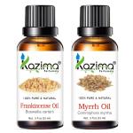 KAZIMA Frankincense Oil And Myrrh Oil Gums, Hair Growth And Body Massage, 15 ml Each (Combo Of 2)