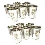 (Pack of 12) Stainless Steel Water, Juice and Drinking Glass Set (350 ml, Steel)