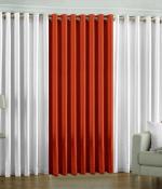 Indian Online Mall Polyester White, Rust Plain Long Door Curtain Set - 9 Feet X 4 Feet (Set Of 3)-