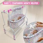 NHR Baby Cradle with Pillow & Mosquito Net for 0-18 Months Cap-18 Kg, Baby Jhula (Pink)