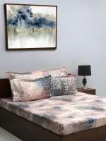 Bombay Dyeing Reverie 300 TC 100% Pure Cotton New Brown Super King Size Bedsheet (274 cm X 274 cm) with 4 Pillow Covers(69cm X 46cm)