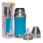 Adore KOH Feeding Bottles -KOH Steel Feeding Infant Bottle-Flex Grip Silicon Sleeve-250 ml (Sky Blue)