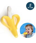 Tiny Tycoonz Yellow, White Banana Shaped Training Toothbrush Or Teether For Infants, 3 Month