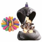 SIGNAMIO Smoke fountain Ceramic Incense Burner with 30 Back Flow Incense Cones- Nag Ganesha