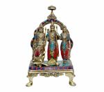 Idol Collections Multicolor Brass Lord Ram Darbar, Gold Large Krishna Playing Flute Statue, 36 Inch
