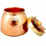 Prisha India Craft Copper Plating Hammered Design Dry Fruit Container,set of 2