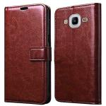 JOBINKA Samsung J2 2016 Vintage Leather flip Case Cover| Inside TPU with Card Pockets Wallet Stand Magnetic Closure 360 Degree Complete Protection Vintage Flip Cover for Samsung J2 2016 - Brown