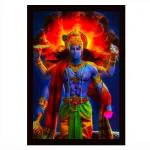Chaque Decor Black Frame Vishnu Ji MahaBharat Time Texture Paper Art Print WithoutGlass,Multicolor ,Perfect for Home Decor, For Living Room, Bed room, Office, Hotel,wall decoration 20x14| Large. Set of 1 Multicolor