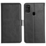Genron Samsung M21 Flip Cover Case | Hand Stitched | Shockpooof | Wallet Style Leather Flip Back Cover for Samsung Galaxy M21 (Black)
