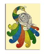 Tamatina Multicolor Gond Art Unframed Colorful Peacock Indian Art Canvas Painting - 36X27 Inch
