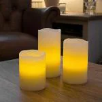 Coku Flameless Led Battery Operated Flickring Flame Pillar Candle (Pack Of 3)