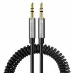 Portronics Connect Aux 6 1.5 M Long Spiral AUX Cable , 3.5mm Metal heads - Black