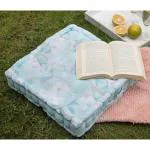 Pixel Home Decor Teal Blossom Cotton Square Floor Cushions, 40 X 40 X 8 Cm