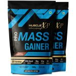 MuscleXP Pro Mass Gainer - With Whey Protein, Whey Isolate, 25 Vitamins and Minerals, Digestive Enzymes - Double Chocolate, 1kg (Pouch) (Pack Of 2)