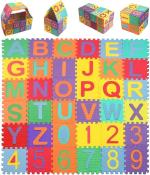 A Baby Cherry Multicolor Alphabet And Numbers Non Toxic Puzzle Play Mat For Crawling Baby 12X12 inch