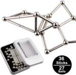 Qualitio 36 pcs Silver Stick 27 Ball Silver Color Ball (Silver Stick).