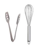 First Front Stainless Steel Momo Tong with Stainless Steel Whisk ,Steel Egg Beater and Multicolour, Pack of 2