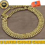 SUPER CHAIN Dog Choke Chain- For MEDIUM And SMALL Dog Neckless (Gold Color, 2 Layer) Dog Collar & Chain (Medium, Gold)