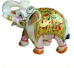 Pooja Creation Store Haveli Arts Marble Elephant Decorative Showpiece - 10 cm (Stoneware, Multicolor)