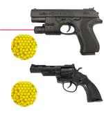 Humaira Pistol 729 with Laser Light and Revolver Plastic Toy Gun with 6 mm BB Bullets for Kids