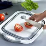 DP FASHION Collapsible Cutting Board Foldable Chopping Board Multifunctional Kitchen Plastic Silicone Dish Tub Washing Draining Vegetable Fruits Food Grade Sink Storage Basket (Multicolour)