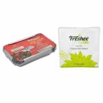 Freshee Container With Tissue, 50 Sheets 2ply Tissue Paper Sheets & 10pcs 750ml Aluminium Silver Foil Container for Multi Purpose Use.