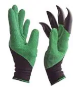 DEB's CARE Heavy Duty Garden Farming Gloves Washable with Right Hand Fingertips ABS Claws for Digging and Gardening (Free Size, Green) 1 Pair