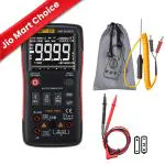 amiciSense True-RMS Digital Multimeter Button 9999 Counts With Analog Bar Graph AC/DC with 2 x AA Batteries, Battery Powered