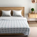 Naksh Dohar Single Bed Cotton Comforter, 56 x 88 inch, Blue Reversible Soft light Quilt