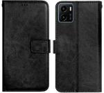 AmericHome Vivo Y15s, V2125, Vivo Y01 V2118 Black Artificial Leather Mobile Flip Cover