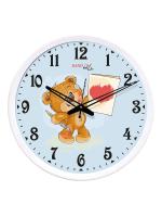 Random 12- inch Cute Teddy Painting Round Shaped Wall Clock With Glass (Quartz Movement, White Frame)